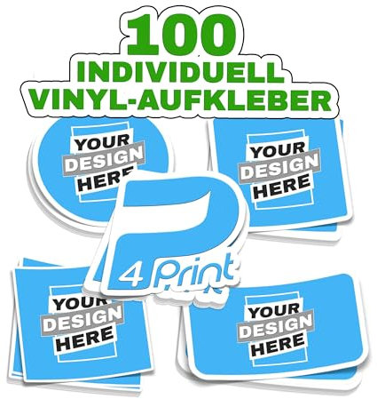 Personalisierte Aufkleber Selbst gestalten - Logo, Bild, Fotos - 100 Wasserfest und spülmachinenfest - Personalisierte Etiketten 3cm -15cm - Personalisierte Sticker