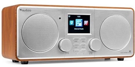 Audizio Foza - Internetradio WLAN, DAB Radio mit Bluetooth, Fernbedienung, 50 Watt, FM, AUX in, USB, MP3, Kopfhörer Anschluss, DAB Plus Radio, Küchenradio, Dual Alarm, Sleeptimer - Silber