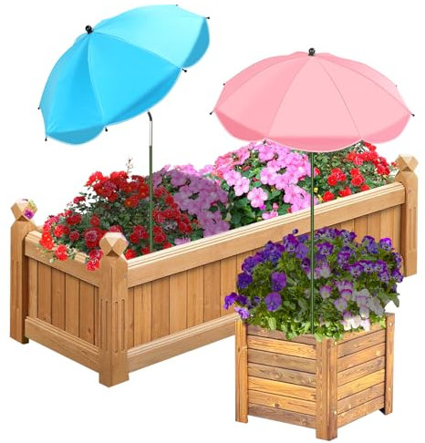 2 Stück verbesserte Pflanzenschirme für Outdoor-Pflanzen, 66 cm größer, Gartenpflanzenschirm mit verstellbarem Winkel, 110,2 cm höherer Sonnenschutz für Pflanzen, Topfpflanzen, Gartenbeete (Rosa und