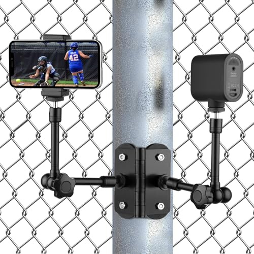 Mippko Magnetische Kamera-Zaunhalterung für GoPro/Mevo Start/insta360/Pocket 3/iPhone, zwei 6,35 mm (1/4 Zoll) 20 Steckplätze, Netz-Kettenglied-Zaunhalter für die Aufnahme von Baseball/Softball