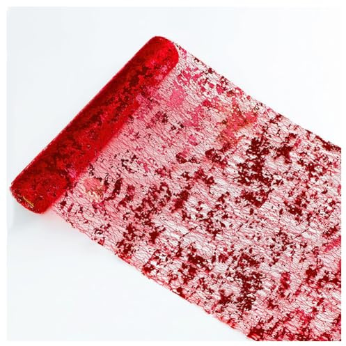 Hrlace 1 Rolle Tischläufer Tischdecke Glänzend Tischdeko Hochzeitsdeko Polyester Tischband für Hochzeit Geburtstag Party Weihnachten Taufe Geschenke Dekoration Rot 28x275 cm