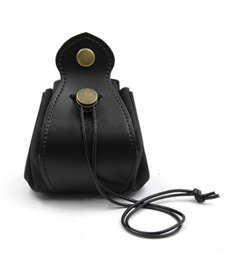 RemixAst Multifunktionale Würfeltasche aus PU-Leder mit Kordelzug für bis zu 70 Würfel, perfekt für Spiele und einfaches Tragen, Schwarz