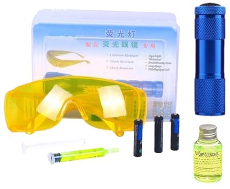 Kfz Klimaanlagen Lecksuchgerät Set, Kältemittel Lecksucher Taschenlampe, Praktisches Werkzeug Mit UV Lampe Für Fahrzeuge Und Kühlgeräte