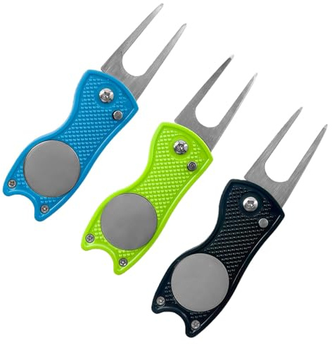 Lethra 3PCS Golf Pitch Repairer, Lightweight Mark Pitch Repair Tool, Golf Divot Tool with Magnetic Ball Marker and Pop up Button, Golf Gift for Professional Golfers