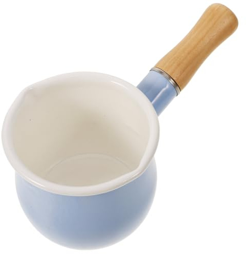 Abaodam Enamel Milk Pan Small Saucepan for Heating Milk Butter Melting and Baby Food Non Stick Cook Pot with Long Handle Suitable for Induction Hob 3.74 in 1 Pack