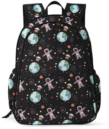 Aucuu Sac à Dos Enfant, Sac a dos Motif Astronaute pour Garçons, 32 x 24 x 9 cm, Sacs d'École Maternelle Léger et Imperméable pour Garçon, Sacs pour Enfants Garçons pour Voyage, Parc d'Attractions