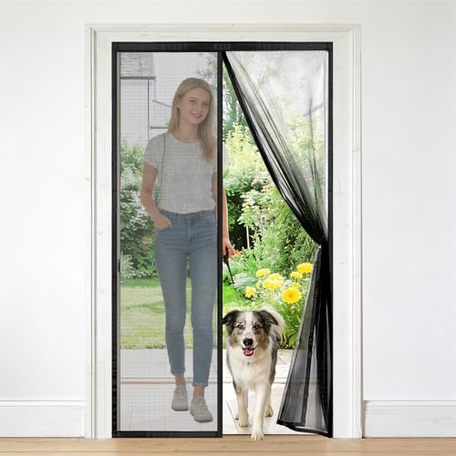 Zanzariera Magnetica per Porta 110x230 cm Senza Foratura Maglia Fine, Tenda Magnetica per Porte Versione Aggiornata, Adatta a Balconi Camere Porte Scorrevoli, Diversi Spazi Nera Varie Taglie