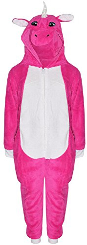 A2Z 4 Kids Onesie One Piece Unicorn Pyjamas Jumpsuit - E.Soft Unicorn Cerise 11-12