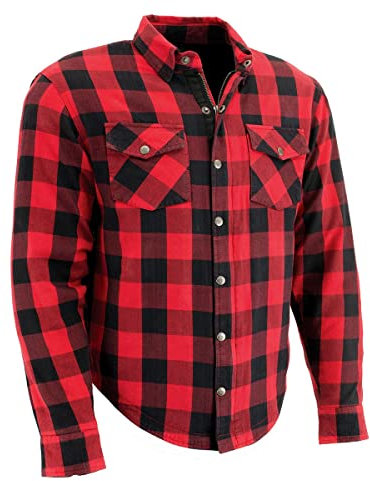 Milwaukee Performance Mpm1631-blk/rouge-3x Chemise de Motard à Carreaux en Flanelle avec aramide, Noir/Rouge, 3XL Homme