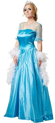 dressforfun Frauenkostüm Eisprinzessin | Seidig glänzendes Einteiler-Kleid mit Überrock aus edlem Organza (XL | no. 301891)
