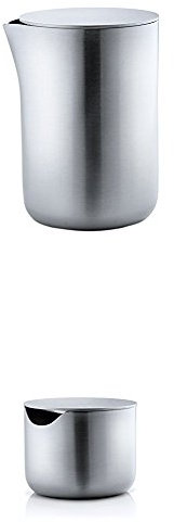 Blomus 63620 Milchkännchen mit Edelstahldeckel basic + 63621 Zuckerdose mit Edelstahldeckel basic
