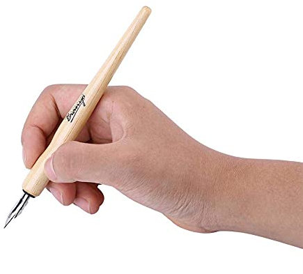 Comic Stift-Set - 3 Schreibfedern, 1 Holzhalter, 1 Tinte, Kalligraphie, Zeichnung, Künstlerbedarf, Schulmaterial