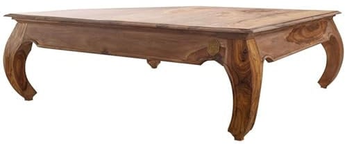 MASSIVMOEBEL24.DE | Opium eleganter Couchtisch aus Sheeshamholz #633 - braun lackiert | 120x120x40 cm | Massivholztisch Fernsehtisch Beistelltisch