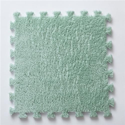 Teppichquadrate, Schlafzimmerdekor-Teppich, weich, ineinandergreifend, flauschig, mit Randmatte, waschbarer Teppich, ideal for Wohnzimmer, Schlafzimmer, Kinder- und Babyzimmer(Mint Green)