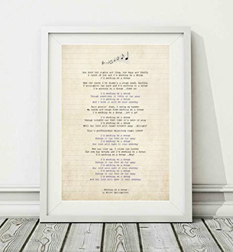 Poster Bruce Springsteen – Working On A Dream – Songtext (ungerahmt) – Größen A4 (29,7 x 21 cm) und A3 (42 x 29,7 cm) (A4)
