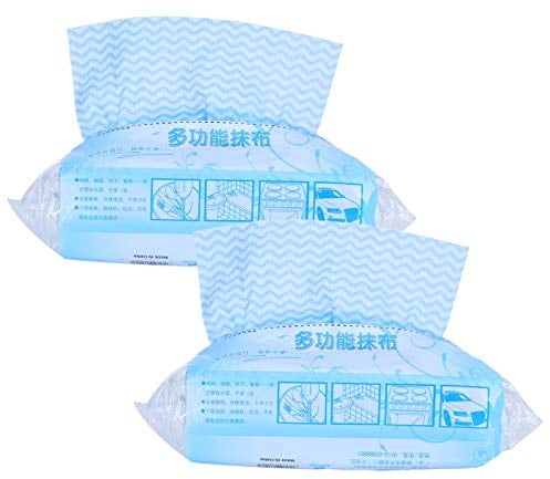 EVTSCAN 2Packs Einweg-Vlies Lappen Waschgeschirrtuch Küchenreinigungstuch Wischtuch(Blau)