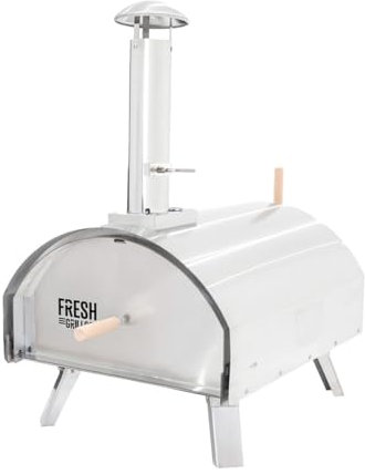 Horno de Pizza p/Exteriores Premium Extra Grande | Acero | Doble pared | Termómetro | Cocción en 60 segundos | Combustible: carbón, madera, pellets | Temp. hasta 600° C | Piedra y Pala p/pizza GRATIS