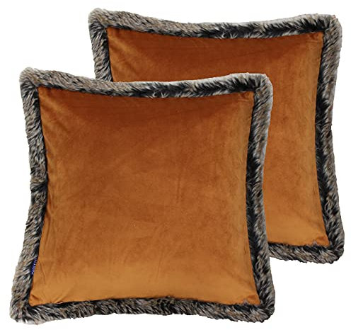 Paoletti Kiruna Twin Pack-Feder gefüllte Kissen, Samt, Rost, 45 x 45cm, 2