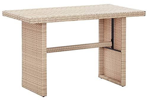 KTHLBRH (Blitzlie ferung) Garten Esstisch | Gartentisch | Terrassentisch | Balkontisch | Gartenmöbel | Außenterrassentisch | Rattan Tisch | Gartentisch Beige 110 x 60 x 67 cm Poly Rattan