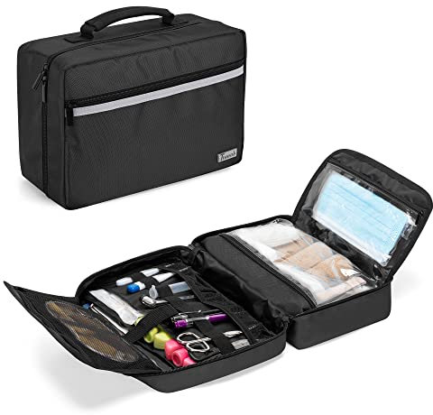 Trunab Erste Hilfe Kasten, Leer, NUR Tasche, Erste Hilfe Koffer mit Mehreren Taschen für Notfall-Kits, Ideal für Zuhause, Camping, Reisen und Wandern, Schwarz