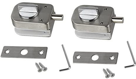 2pcs in Pack ZONADAH High Quality 304 Stainless Steel Glass Door Locks, Floor Latch Lock, Bolt Ground Lock for Bathroom Toilet Shop Frameless Glass Doors - Square