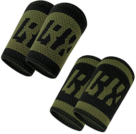 LYFT-RX Wrist Sweatbands, Slim Fit Design, Absorbs Sweat, Stretch Wrist Band - Schweissbander Handgelenk Weightlifting, Cross Lift, Gym, Gewichtheben,12cm Arm Schweißband, od grün dunkel/hell Groß