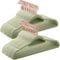 SONGMICS Velvet Hangers, Set of 50 Clothes Coat Hangers, Non-Slip, with Tie Bar and 360° Swivel Hook, Space-Saving, 43.5 cm Long, for Dresses Trousers, Rose Gold and Lime Green CRF021GR50
