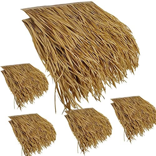 ZAKSEM Simulation Thatch Tile Roof Bar Roof Artificial Palm Roof Thatch Tile Flame Retardant - 0.5x0.47m/pcs Roof Tiki Bar Garden Patio Deck Gazebos Wall House(Size:30pcs,Color:Fireproof Yellow)