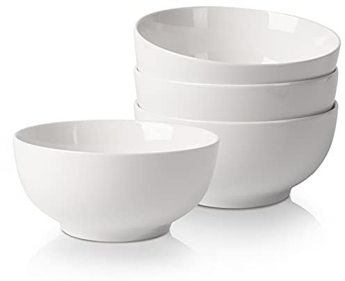 CUSWARE Müslischale Salatschale 6, 6Zoll/650ml Porzellan Suppenschale Schale Set Schüssel Snackschale Reisschale Suppenschüssel Cremeweiß (4 Stück)