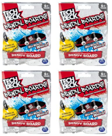 Tech Deck Bendy Boards Radiergummi, Fingerbrett, Blindtasche, 4 Stück
