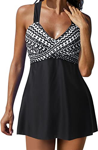 Kobilee Tankini Costume da Bagno Donna Imbottito con Pantaloncino Vita Alta Curvy Taglie Forti Beachwear Due Pezzi Spiaggia Costume Piscina Contenitivo Push Up Costume da Bagno Set Tankini Sexy Mare