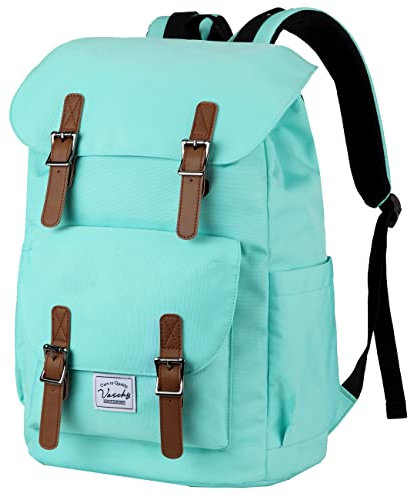 VASCHY Zaino da uomo, 26 l, grande capacità, zaino da scuola per donna, unisex, vintage, zaino per computer portatile da 15,6 pollici, resistente all'acqua, casual, per scuola, lavoro, viaggi,