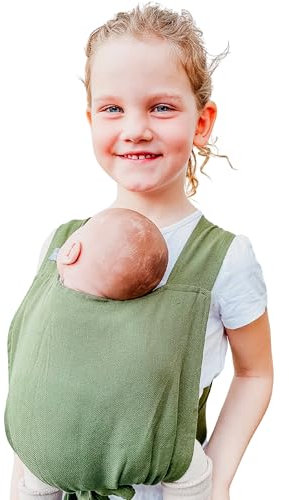Hoppediz Puppentrage Kinder-Spielzeug für Puppen und Kuscheltiere, Design olive