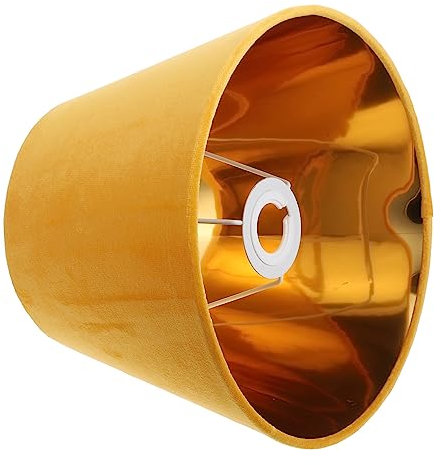 DOITOOL Lampenschirm Stoff mit Goldenem Samtfutter 25cm für E27 Fassung Einfache Elegante Tischlampe Stilvolles Design Verarbeitung Angenehme Lichtstreuung Geeignet für Wohnzimmer Schlafzimmer