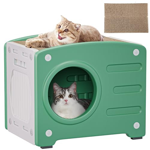 YITAHOME Casa Gatos Interior, Cama Gato, Cama para Gatos, Casa para Gatos con Rascador & Hamaca Superior, Casita para Gatos, Caseta para Gatos, Capacidad de Carga de 99 KG, Resistente al Agua (Verde)
