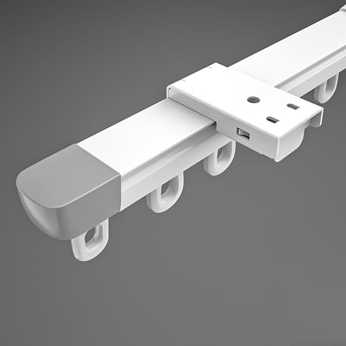 Versenkbare Decken oder Wandvorhangschiene, Vorhangschiene Aus Aluminiumlegierung, für Raumteiler, Dusche, Wohnmobil, Wohnzimmer, Weiß (Color : Ceiling Mount, Size : 1.15-2.1m)