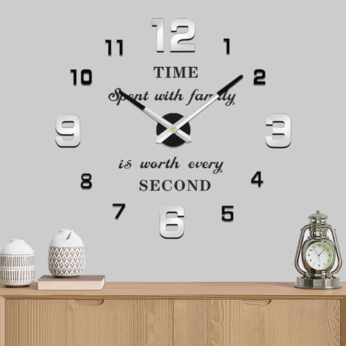 Vangold Moderne Mute DIY große Wanduhr 3D Aufkleber Big Wanduhren für Home Office Decor Geschenk