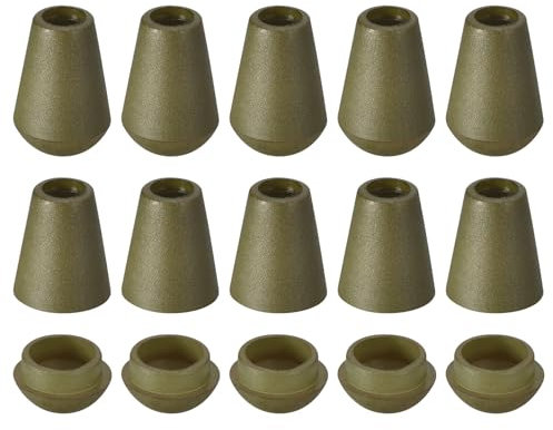 QUARKZMAN 20 Stück Glocken-Endstopper, Kordelstopper aus Kunststoff, Seilendverschluss, Seilverschlüsse, Knebelclip mit Deckel für Kordelzug, Schlüsselband, Rucksack, dunkelgrün