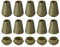QUARKZMAN 20 Stück Glocken-Endstopper, Kordelstopper aus Kunststoff, Seilendverschluss, Seilverschlüsse, Knebelclip mit Deckel für Kordelzug, Schlüsselband, Rucksack, dunkelgrün