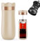 HKFENG Portable French Press Stainless Steel Coffee Maker Portable Espresso Maker Travel Coffee Maker Cold Brew Coffee Maker for Home Camping Travel Office (Beige White)