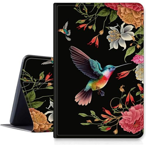 Coque de protection intelligente avec motif colibri pour Samsung Galaxy Tab A9 8,7 2023 (SM-X110/X115/X117), plusieurs angles de vue, protection intelligente avec fonction de mise en veille