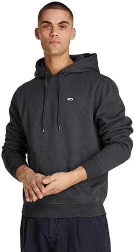 Tommy Jeans Sweat à Capuche Homme Regular Fit Flag Fleece avec Capuche, Gris (New Charcoal), S