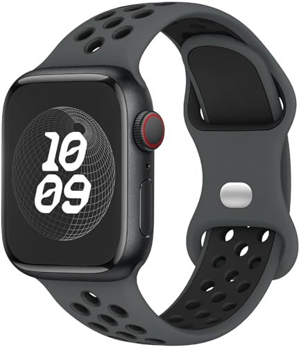 Yoohoo Sport Armband Kompatibel mit Apple Watch Armband 46mm 45mm 44mm 42mm 41mm 40mm 49mm 38mm, Poröses Atmungsaktiv Silikon Band für iWatch SE Ultra Series 10 9 8 7 6 5 4 3 2 1 Damen Herren