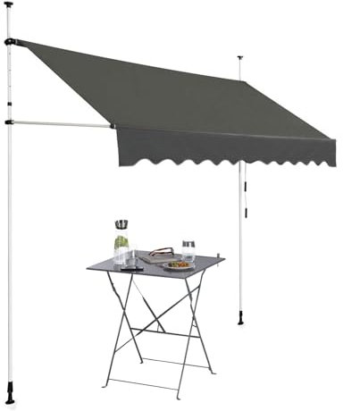 Markise balkon ohne bohren Klemmmarkise,Sichtschutz balkon Einstellbar Terrassenmarkise mit Handkurbel,UV-beständig,Wetterfest Markise für Balkon Garten Terrasse ( Color : Dark gray , Size : 350cm )
