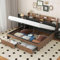 FEZTOY Metallbett 180x200 mit 2 Schubladen, Stauraum-Kopfteil, Hydraulisch Doppelbett, Modern Industrielles Holzbett, Bettgestell mit Lattenrost, Jugendbett, Erwachsenenbett, ohne Matratze