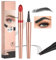 Wasserdichter 3D Augenbrauenstift mit 4 Gabelspitzen, 2024 Neuest Eyebrow Pencil, Amicroblading Augenbrauenstift Lang anhaltend Wasserfest Wischfest mit Starker Haftkraft (1, B-Schwarz)