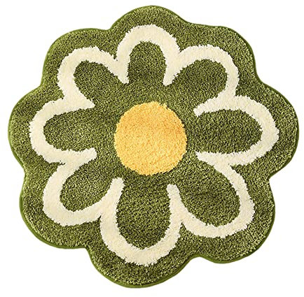 Marooma Blumen-Badeteppich, Niedliche Badematte, Rosa Badezimmerteppich, Eingangstürmatte, Wasserabsorbierend, rutschfeste Matte, Maschinenwaschbar, Blumenteppich, Raumdekoration für(Grün)