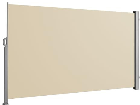 SVITA Seitenmarkise ausziehbar Sichtschutz Balkonmarkise Sichtschutz Sonnenschutz UV50+Terrasse 500x160 Beige