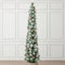 Christow 7ft Pencil Christmas Tree with Snow Pine Cones & Berries, Luxury Artificial Slim Spruce with Stand, Indoor Home Decoration, Natural Looking PE & PVC Needles (tree skirt not included)
