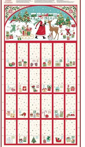 Adventskalender Taschen - Weihnachtswünsche - Stoffpaneel - MAK1851 - Panel ist 60 x 110 cm